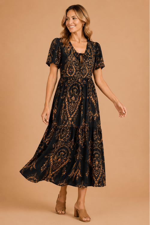 Vestido estampa Mumbai preto 1 -1-